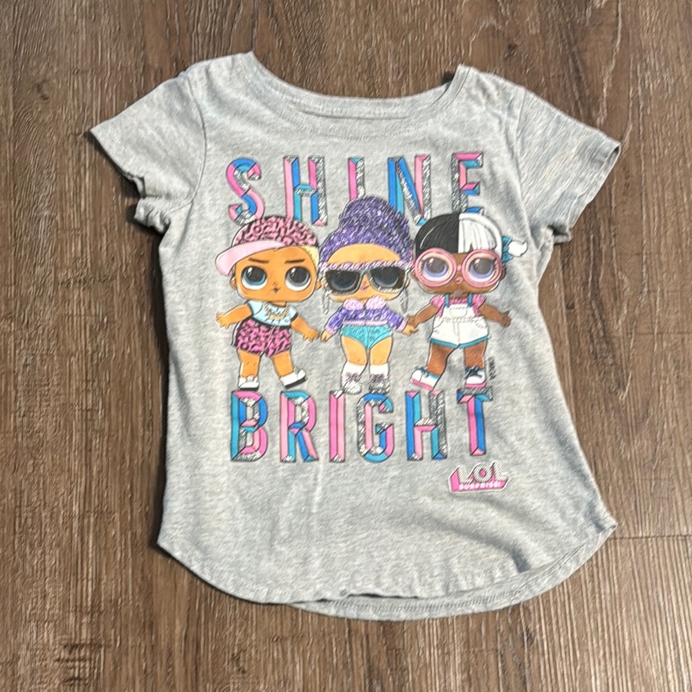 L.O.L. Surprise! Gray and Pink Short Sleeve Tee Shine Bright